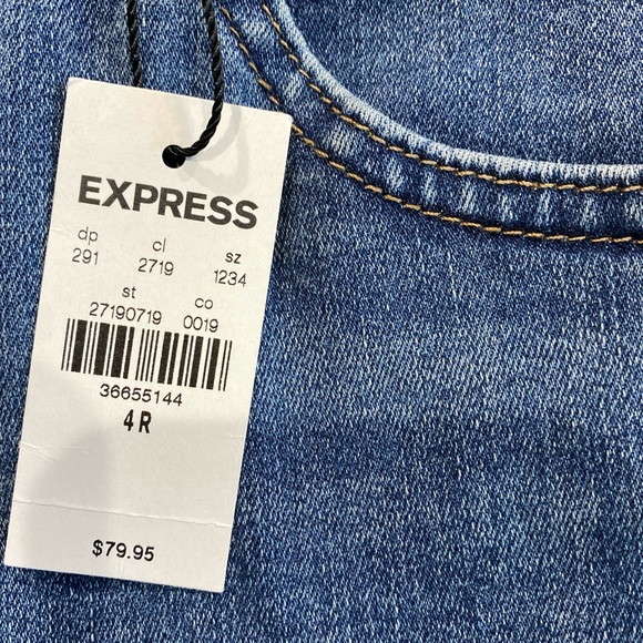 Express Ladies Medium Wash Raw Hem Skinny High Rise Jeans NWT - Picture 6 of 7